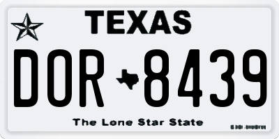 TX license plate DOR8439