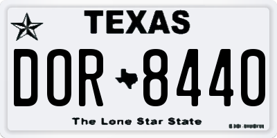 TX license plate DOR8440
