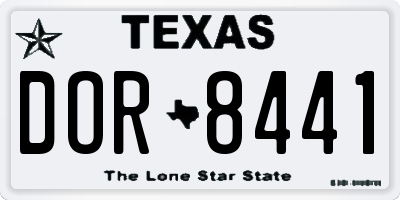 TX license plate DOR8441