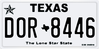 TX license plate DOR8446