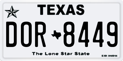 TX license plate DOR8449