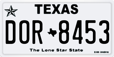 TX license plate DOR8453