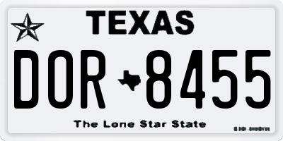 TX license plate DOR8455