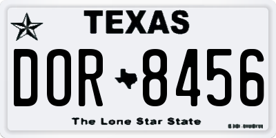 TX license plate DOR8456