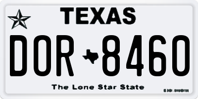 TX license plate DOR8460
