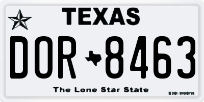 TX license plate DOR8463