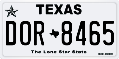 TX license plate DOR8465