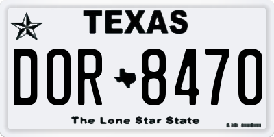 TX license plate DOR8470