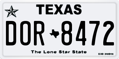 TX license plate DOR8472
