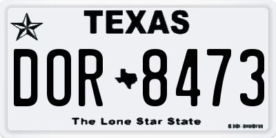 TX license plate DOR8473