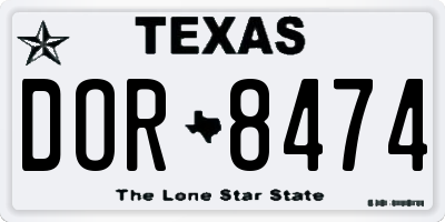 TX license plate DOR8474