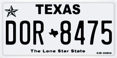 TX license plate DOR8475