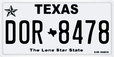 TX license plate DOR8478