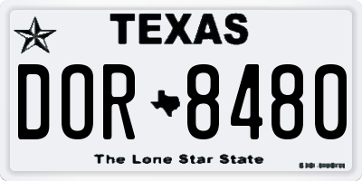 TX license plate DOR8480