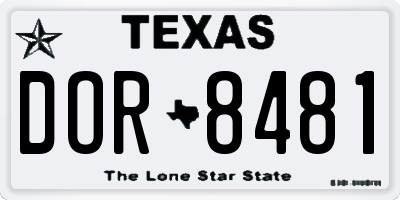 TX license plate DOR8481