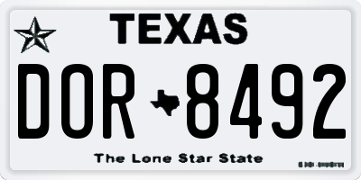 TX license plate DOR8492