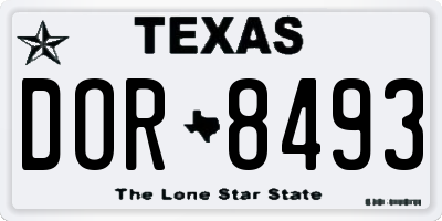 TX license plate DOR8493