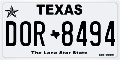 TX license plate DOR8494