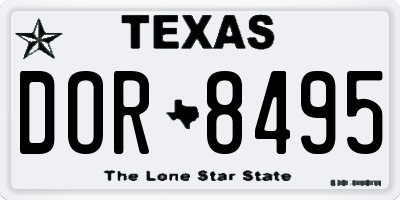 TX license plate DOR8495