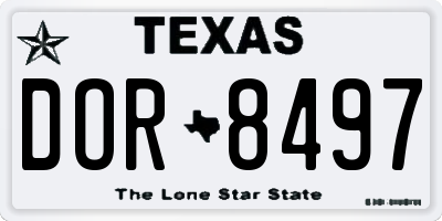TX license plate DOR8497