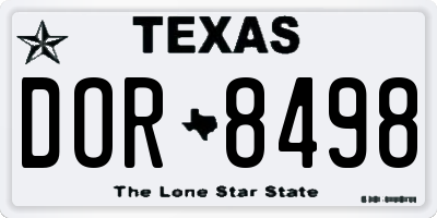 TX license plate DOR8498