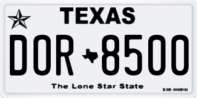 TX license plate DOR8500