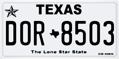 TX license plate DOR8503
