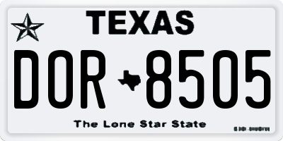 TX license plate DOR8505