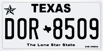 TX license plate DOR8509
