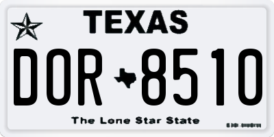 TX license plate DOR8510