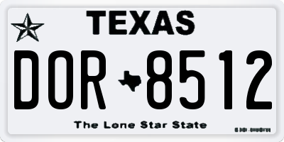 TX license plate DOR8512