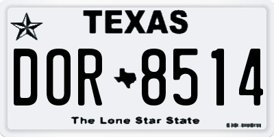 TX license plate DOR8514