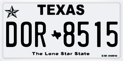 TX license plate DOR8515