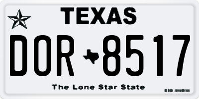 TX license plate DOR8517