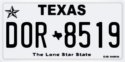 TX license plate DOR8519