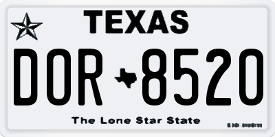 TX license plate DOR8520