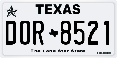 TX license plate DOR8521