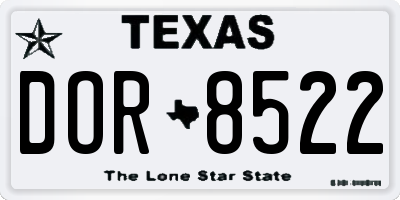 TX license plate DOR8522