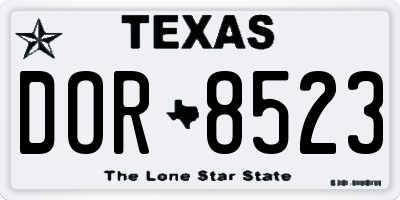 TX license plate DOR8523