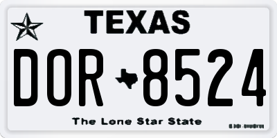 TX license plate DOR8524