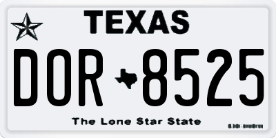 TX license plate DOR8525