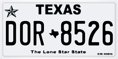 TX license plate DOR8526