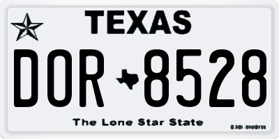 TX license plate DOR8528