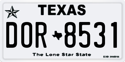 TX license plate DOR8531