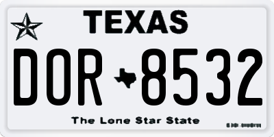 TX license plate DOR8532