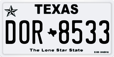 TX license plate DOR8533