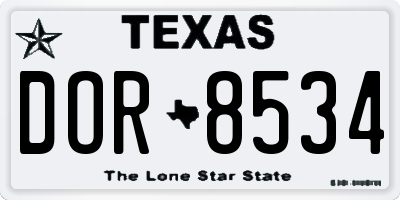 TX license plate DOR8534
