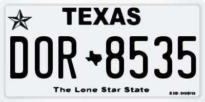 TX license plate DOR8535