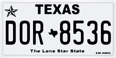 TX license plate DOR8536