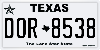 TX license plate DOR8538